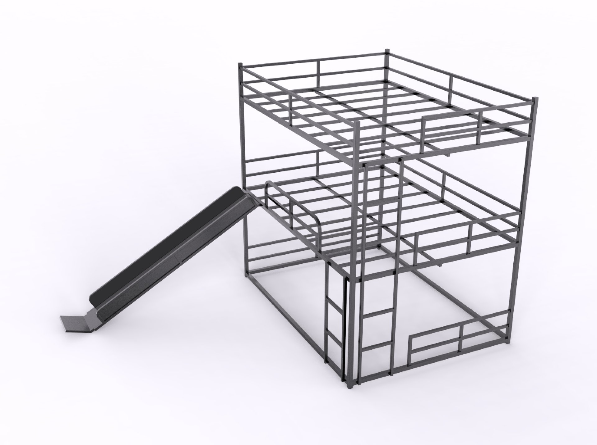 Twin Size House Loft Bed With Slide And Ladder - Black - Image 10