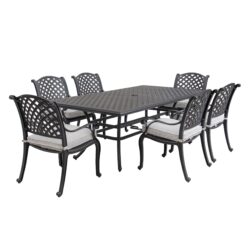 Stylish Outdoor 7 Piece Aluminum Dining Set With Cushion - Sandstorm