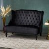 Nurturing - Upholstered Loveseat With Wing Back And Diamond Tufting - Black - Image 2