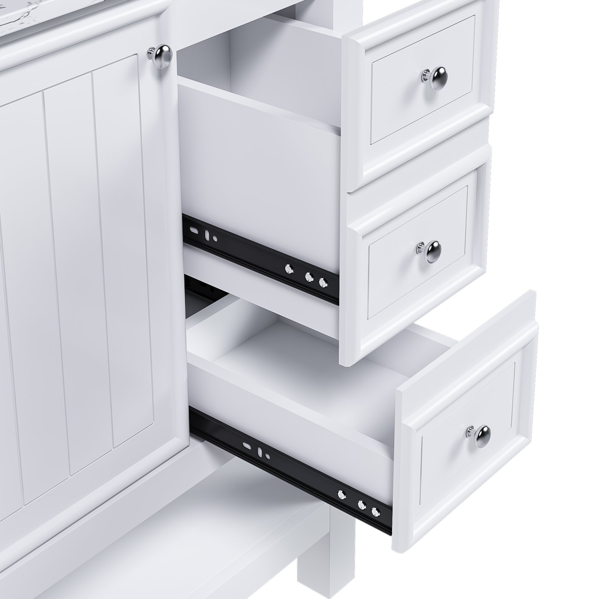 36" Bathroom Vanity With 1 Cabinet And 3 Drawers 1, Storage Solution - White - Image 13