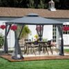 10 X 10 Ft Patio Gazebo Tent With Ventilated Double Roof And Mosquito Net Canopy For Backyard Or Garden - Gray - Image 2