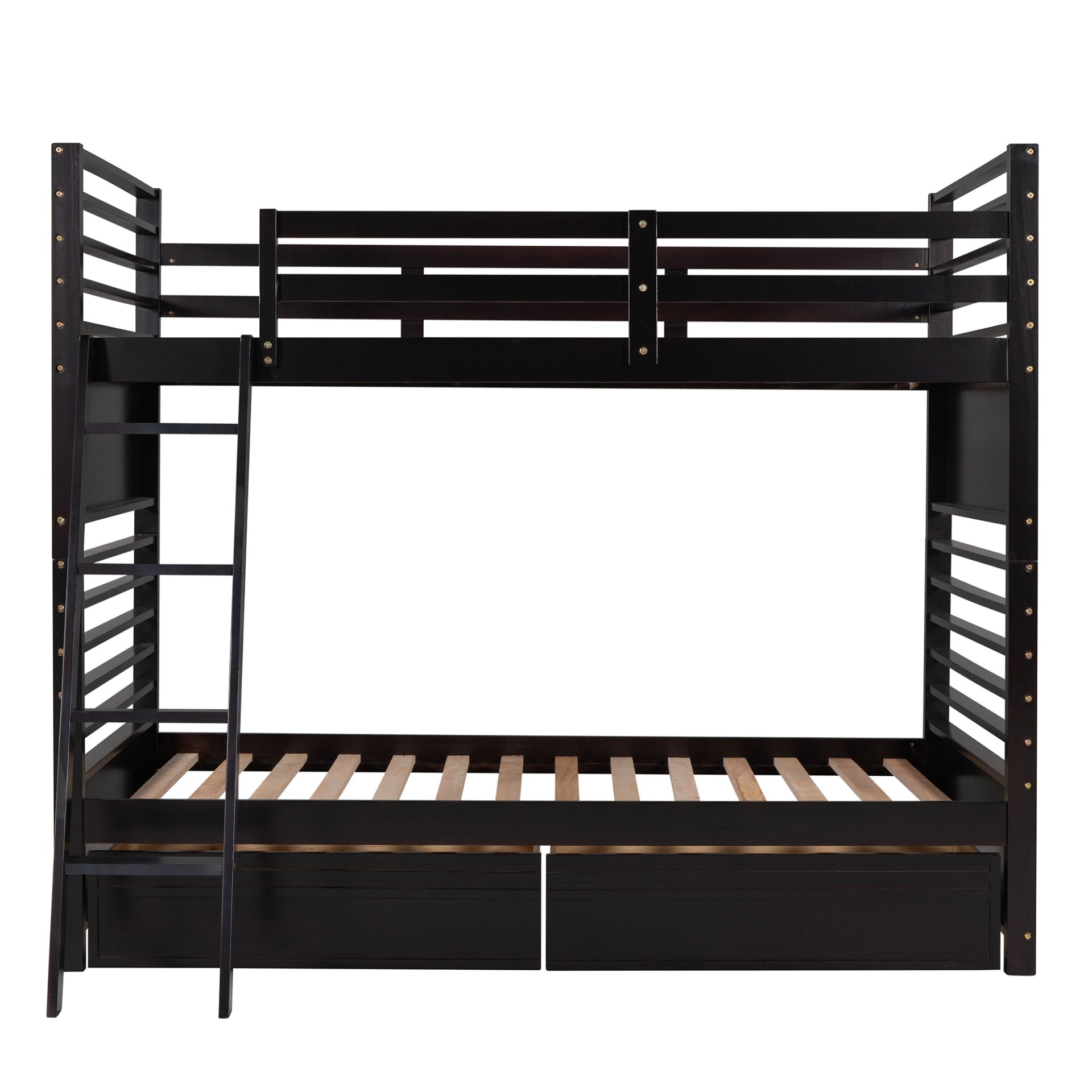 Twin Over Twin Bunk Bed With 2 Drawers - Espresso - Image 4
