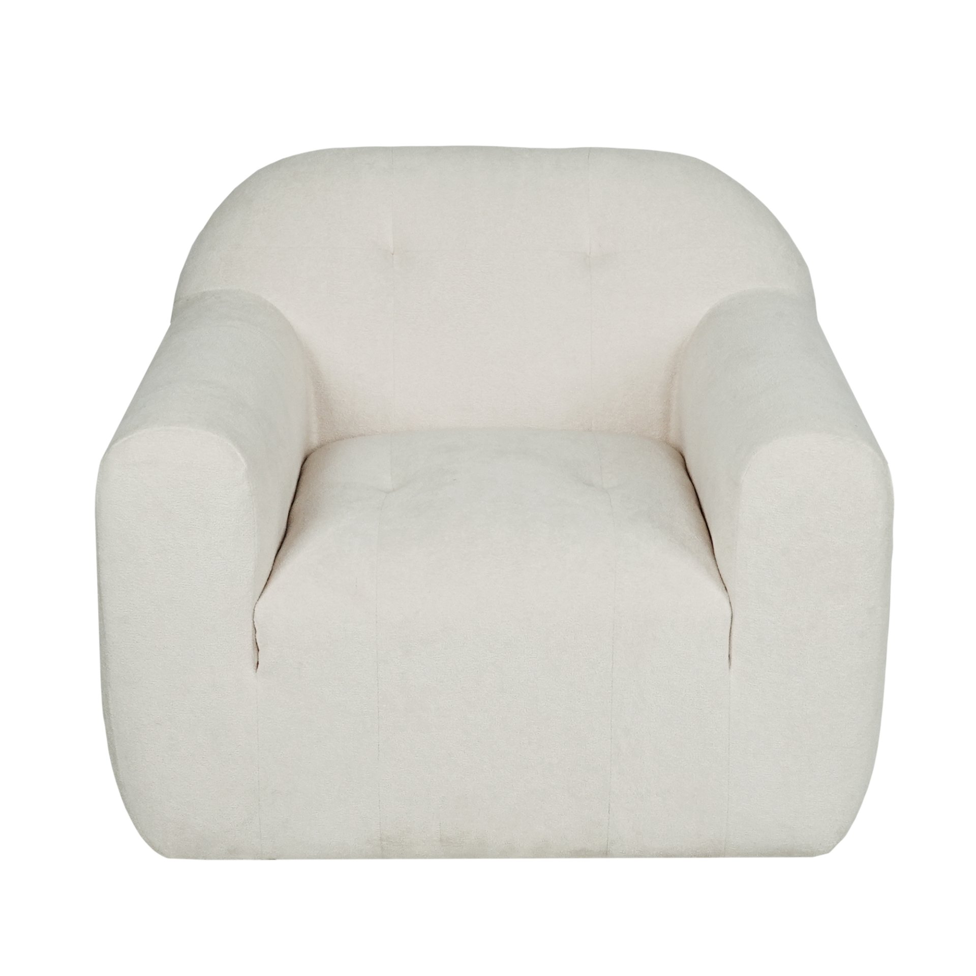 Harmonara - Boucle Upholstered Club Chair With Blind Tufting - Cream - Image 4