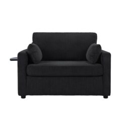 Twin Size Sofa Bed Sleeper Sofa Loveseat With Foldable Mattress, Side Table, Storage Pocket, USB Ports - Black