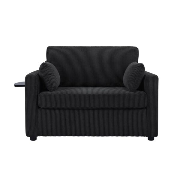 Twin Size Sofa Bed Sleeper Sofa Loveseat With Foldable Mattress, Side Table, Storage Pocket, USB Ports - Black