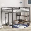 Adam - Junior Twin Loft Bunk Bed With Cinnamon Wood Shelf - Black - Image 5