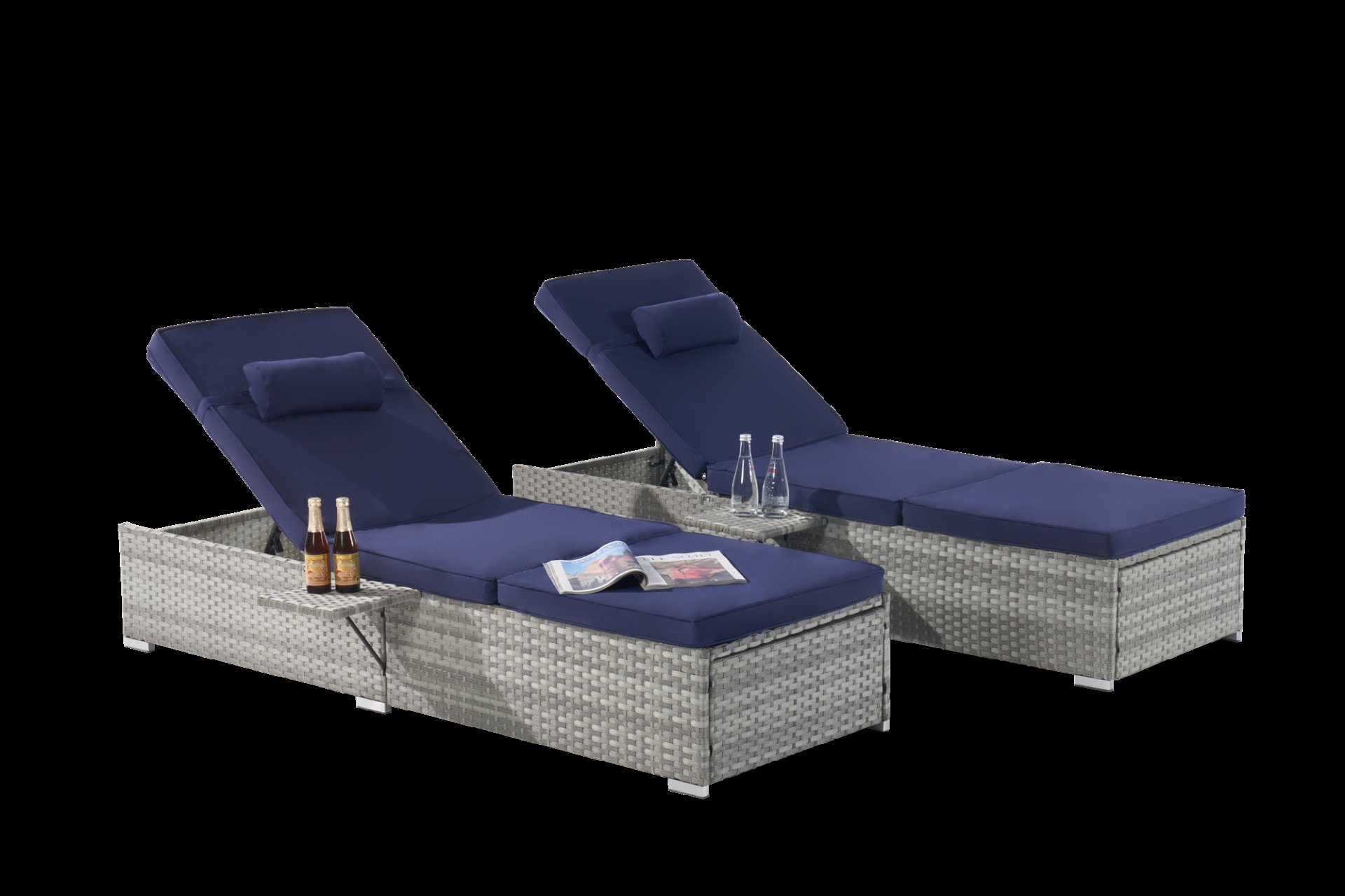 Outdoor Sofa Pe Rattan Furniture Deck Chair - Gray - Image 6