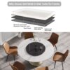 59.05" Modern Artificial Stone Round Carbon Steel Base Dining Table, Black Artificial Stone Turntable - White - Image 6