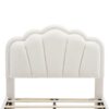 Twin Size Upholstered Flower-Shape Bed, Elegant Flowers Headboard With LED Light Strip, Sherpa Fabric Platform Bed With Slats Support - White - Image 9