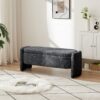 Ottoman Oval Storage Bench, 3D Lamb Fleece Bench With Large Storage Space For The Living Room, Entryway And Bedroom - Dark Gray - Image 2