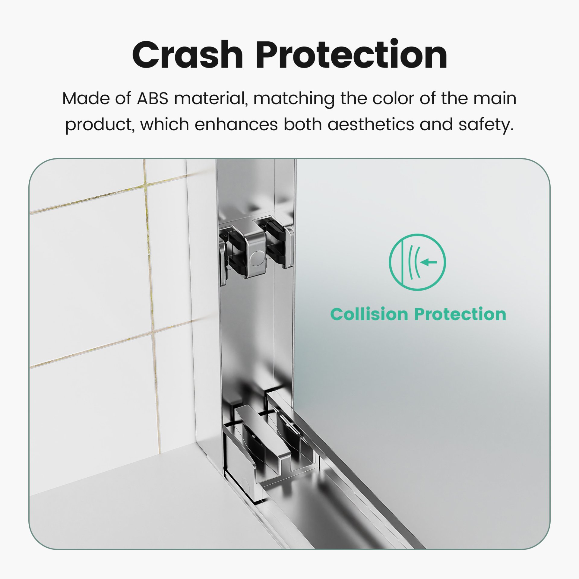 56" -60" W*70" H Semi-Frameless Double Sliding Shower Door, Bypass Shower Door, 1 / 4" (6Mm) Thick SGCC Tempered Glass Door - Chrome - Image 7