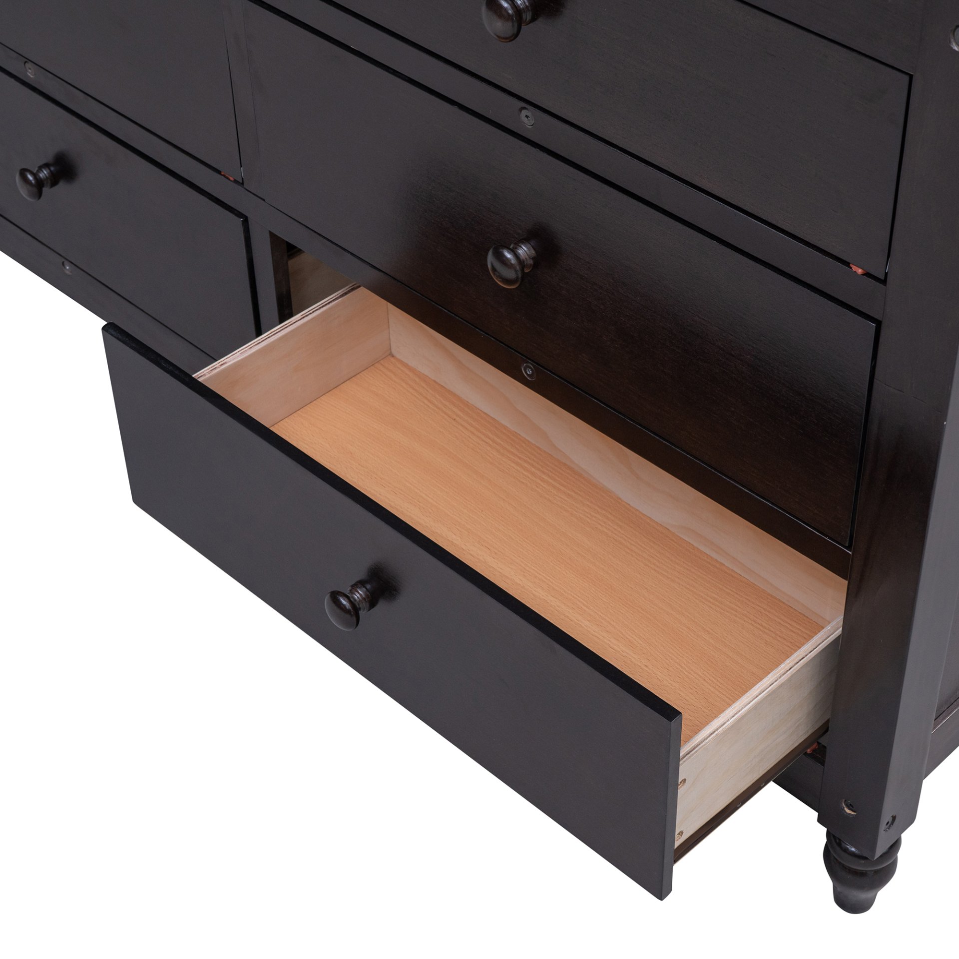 Full Size Loft Bed With Drawers And Desk With Shelves - Espresso - Image 9