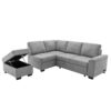 Sleeper Sectional Sofa, L-Shape Corner Couch Sofa - Bed With Storage Ottoman & Hidden Arm Storage & USB Charge For Living Room Apartment - Gray - Image 11