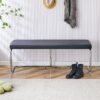 Shoe Changing Bench With Silver Metal Legs For Versatile Use - Black - Image 5