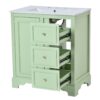 Bathroom Vanity Cabinet With Ceramic Basin, 3 Drawers And Adjustable Shelves - Green - Image 13