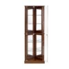 Corner Curio Dispaly Cabinet With Lights, Adjustable Tempered Glass Shelves, Mirrored Back (E26 Light Bulb Not Included) - Walnut - Image 7