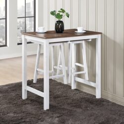 3 Pieces Counter Set Hanging Stool Easy To Clean For Small Space - Antique Dark Oak / Antique White