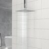 Elegant 8" Square Rainfall Shower Head, Wall / Ceiling Mounted, Stainless Steel - Chrome - Image 2