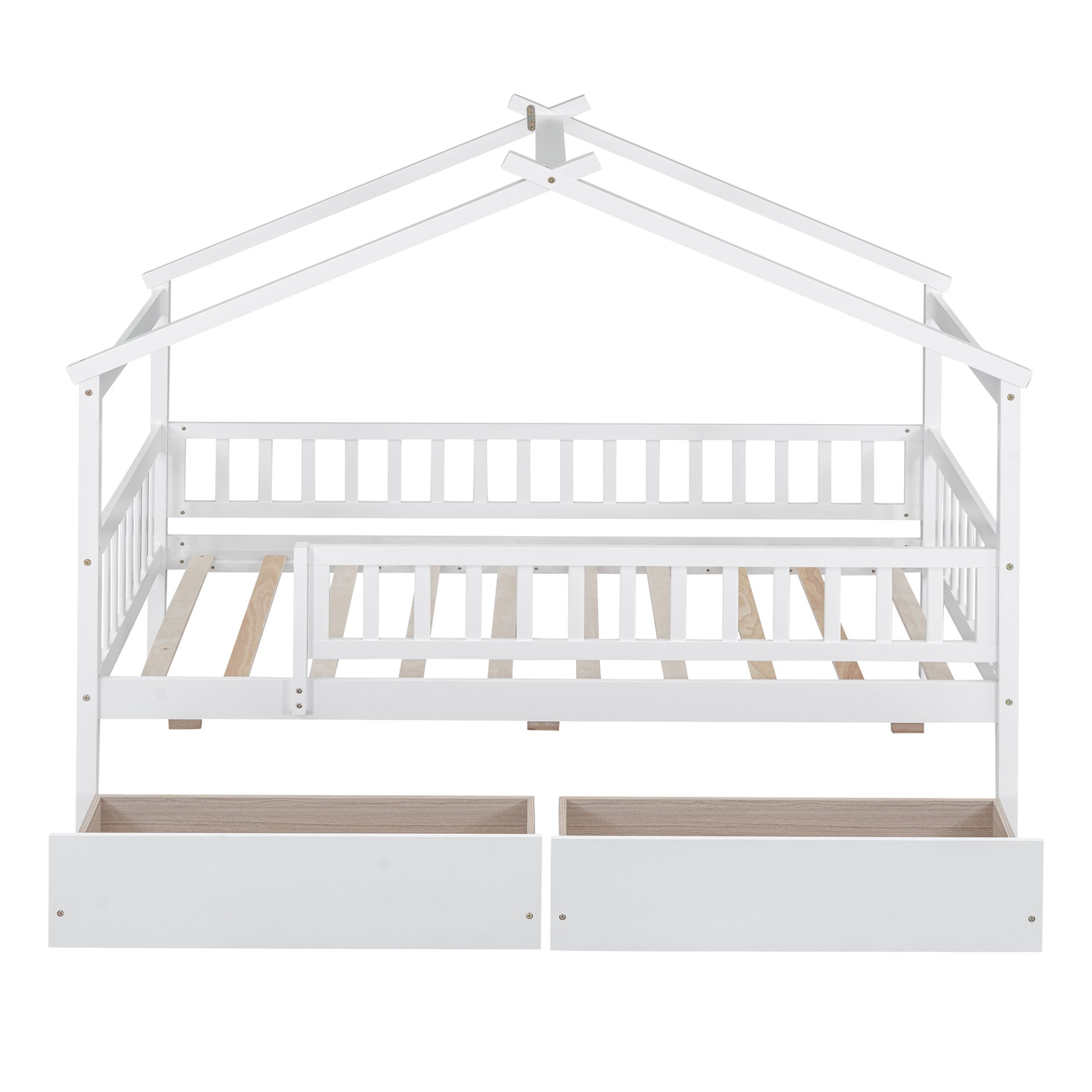 Twin Size House Bed With 2 Drawers - White - Image 11