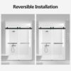 Frameless Double Sliding Soft-Close Shower Door In Matte, 3 / 8" (10Mm) Thick SGCC Tempered Glass Door - Black - Image 9