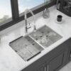 Modern Undermount Double Bowl Kitchen Sink With Dual 10" Deep Basins In Stainless Steel - White - Image 4