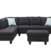 Alger - 98" Wide Left Hand Facing Sofa & Chaise With Ottoman - Charcoal Gray - Image 8