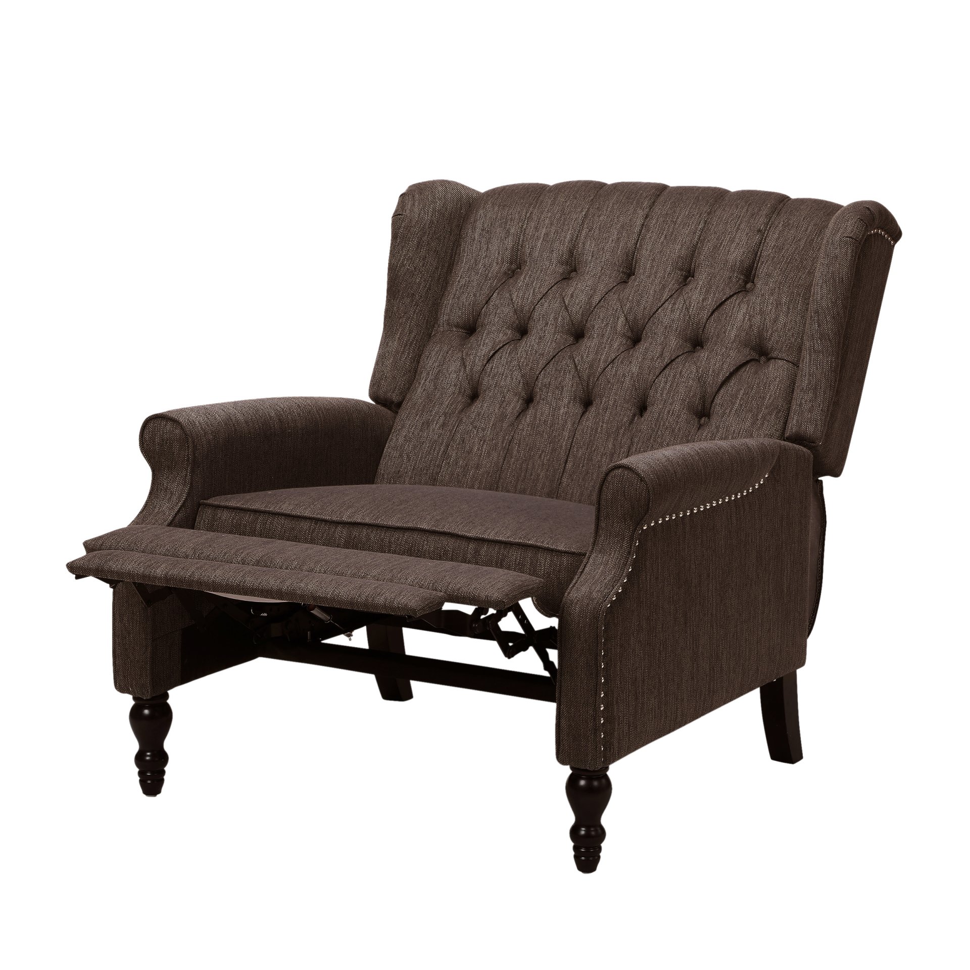 Dunham - Contemporary Fabric Tufted Oversized Pushback Recliner - Brown - Image 8