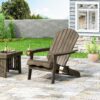 Zenithia - Outdoor Foldable Adirondack Chair With 2 Cup Holders - Gray - Image 2