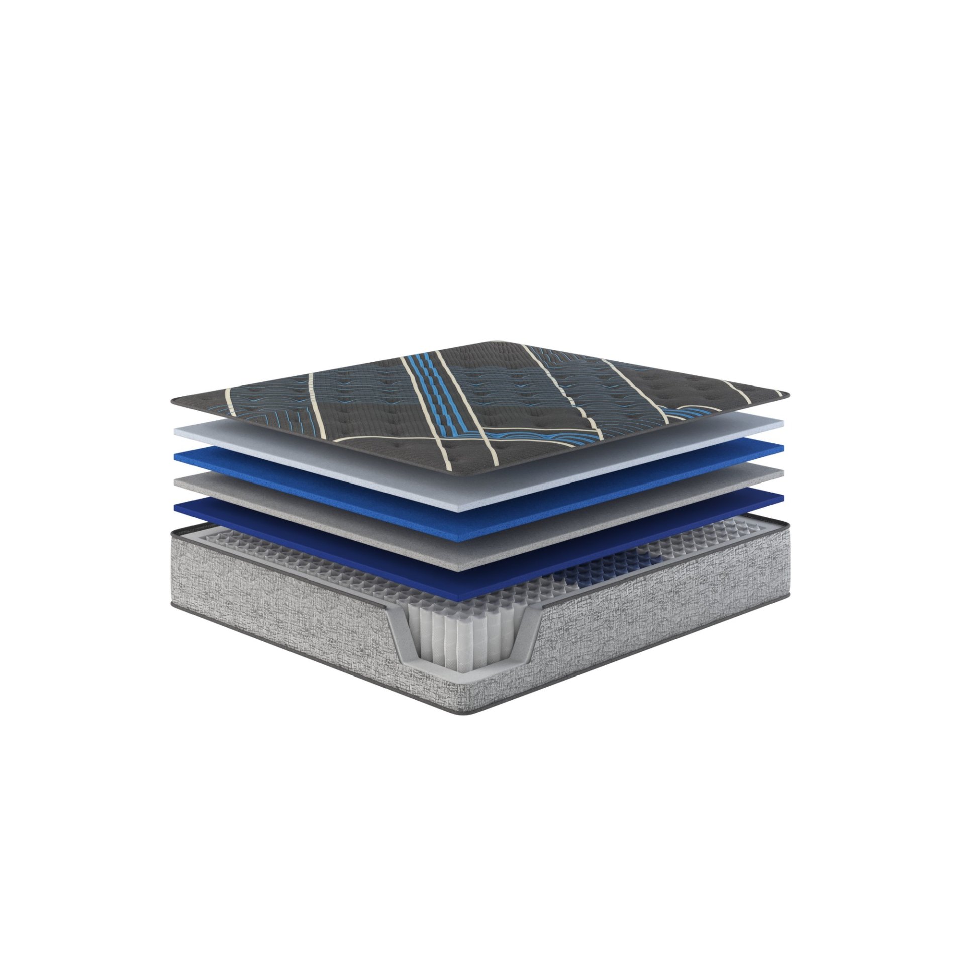 Comfort Care - 15" King Euro Top Hybrid Mattress, Plush Comfort - Gray / Blue - Image 12