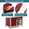 Medium Wooden Outdoor Dog House, Waterproof Roof, Elevated Floor, Adjustable Plastic Feet - Red - Image 5