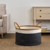 Francis - Cotton Round Laundry And Storage Basket - White / Brown / Gray - Image 4