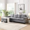 Modern Sectional Sofa Set With L Shape Chaise Lounge, Cup Holder, And Storage - Gray - Image 4