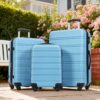 3 Piece Luggage Sets Hardside Spinner Suitcase With Tsa Lock - Blue - Image 9