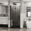 Bifold - Frameless Glass Shower Door 1 / 4" Tempered Clear Glass Pivot Swing Panel - Black - Image 4