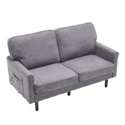 Mid Century Modern Loveseat Sofa, 2 Seater With USB & Removable Pillow Cover - Gray