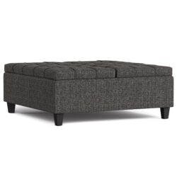Harrison - Large Square Coffee Table Storage Ottoman - Ebony