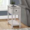 Accent End Table, 2 Tier, Narrow, Lamp, Storage Drawer, Transitional - Gray Wash - Image 5
