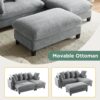 Modern L Shaped Sectional Sofa With Storage, Movable Ottoman, And Throw Pillows - Gray - Image 5