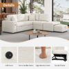 Sectional Sofa L-Shaped Sofa Couch Pull-Out Sofa Bed With A Movable Ottoman, Two USB Ports And Two Cup Holders For Living Room - Beige - Image 9
