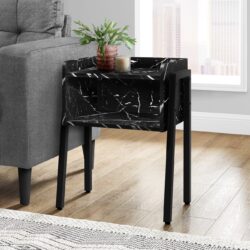 Accent Table, Side Marble Look Versatile Placement - Black
