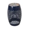 Transitional Roswell - Side Table With Tile Mosaic Top And Lace Cut Design - Dark Blue - Image 5