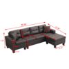 Modern Sectional Sofa Set With Chaise Lounge And Cup Holder, 4 Seater - Chocolate Brown - Image 3