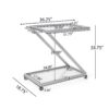 Modern Z Shaped Bar Cart With Tempered Glass Shelves - Silver - Image 3