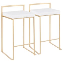 Fuji - Contemporary Stackable Counter Stool (Set of 2) - Gold / White