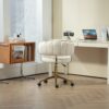 Modern Home Office Desk Chair With Wheels, Swivel, Height Adjustable - Beige - Image 9