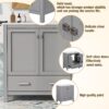 Bathroom Vanity With Single Sink, Combo Cabinet Undermount Sink, Bathroom Storage Cabinet With Two Doors And A Drawer, Soft Closing, Multifunctional Storage, Solid Wood Frame - Gray - Image 6