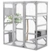 Outdoor Cat House, Diy Cat Enclosure Catio With Double Enter Doors - Light Gray - Image 12