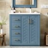 Bathroom Vanity With Ceramic Sink Combo, Frame Bathroom Storage Cabinet, Freestanding Vanity Set With 3 Drawers & Soft Closing Doors - Indigo - Image 27