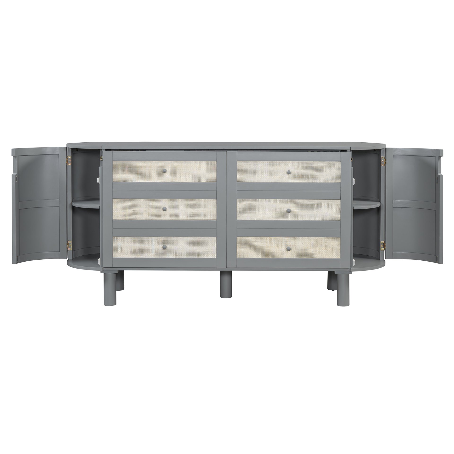 Queen Murphy Bed With Hidden Storage & Modern Woven Design - Gray - Image 4