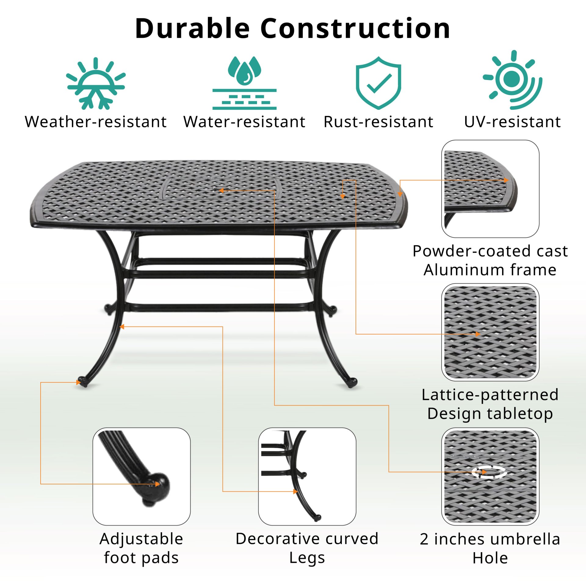 64" Square Dining Table - Dark Lava Bronze - Image 5